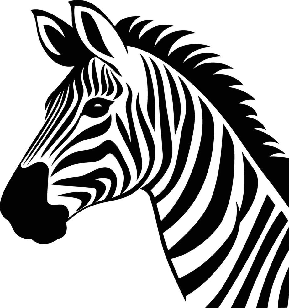 Striking black and white zebra head silhouette, perfect for logo design, branding, and animal themed projects vector