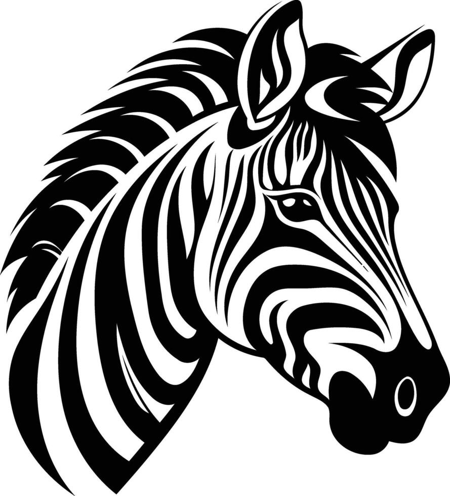 Bold black and white zebra head illustration, perfect for creating a strong, stylish design vector
