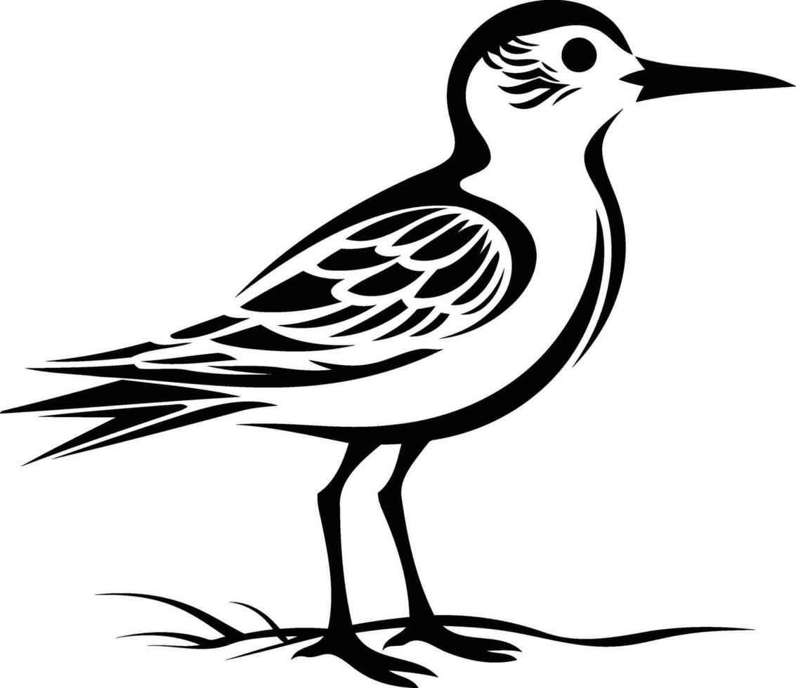 Black and white illustration of a stylized seabird, perfect for branding, design, or tattoo art vector