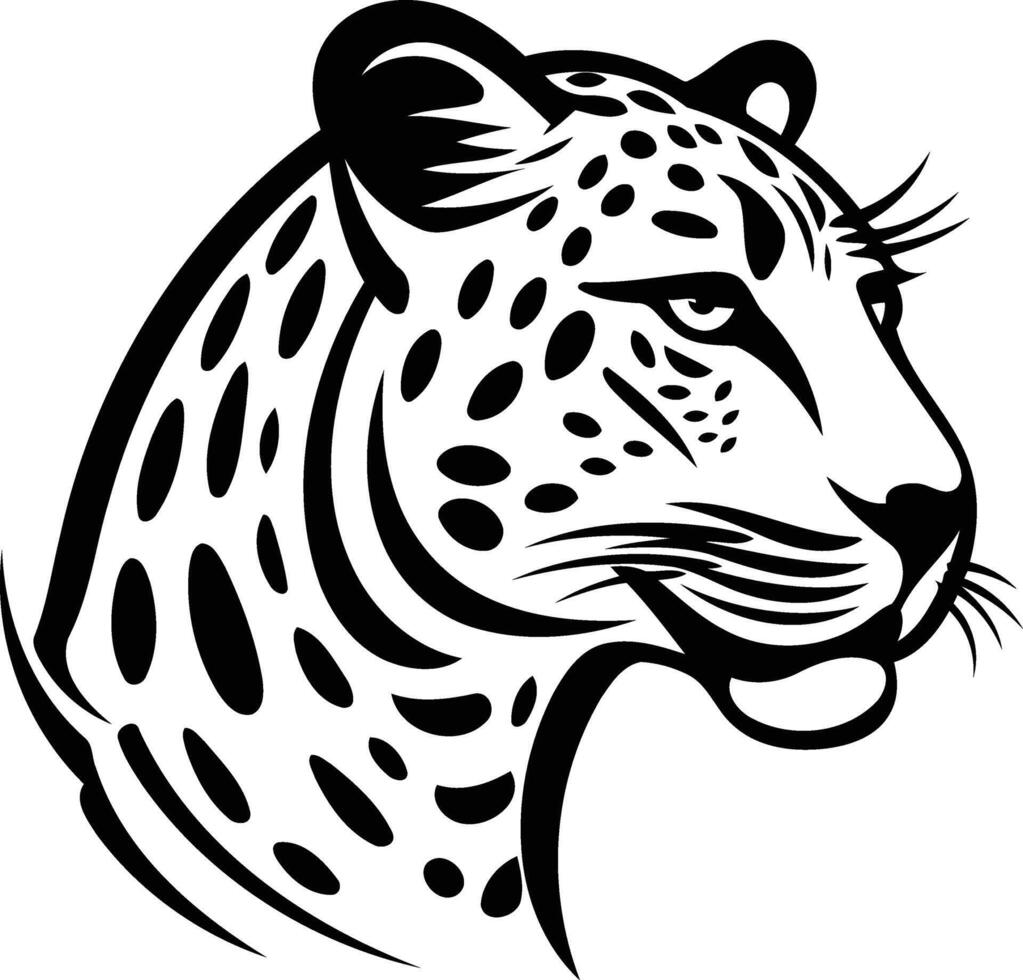 Black and white illustration of a leopard's head, perfect for tattoos, logos, and designs vector