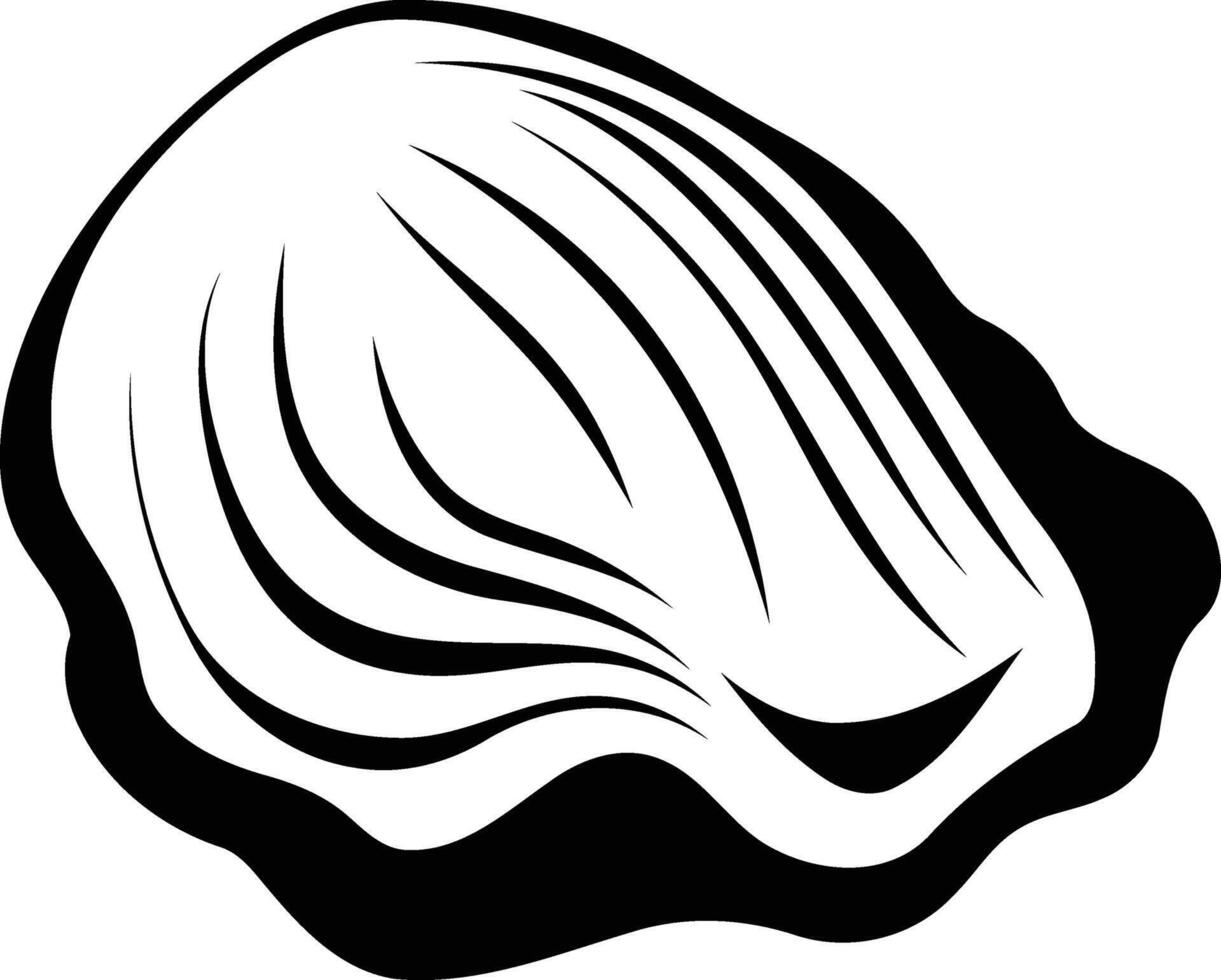 Simple black and white illustration of an oyster shell vector