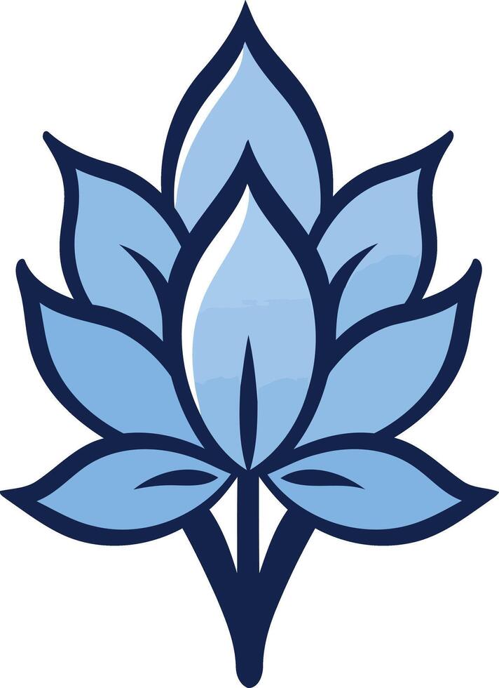 Blue Stylized Flower with Dark Outline vector