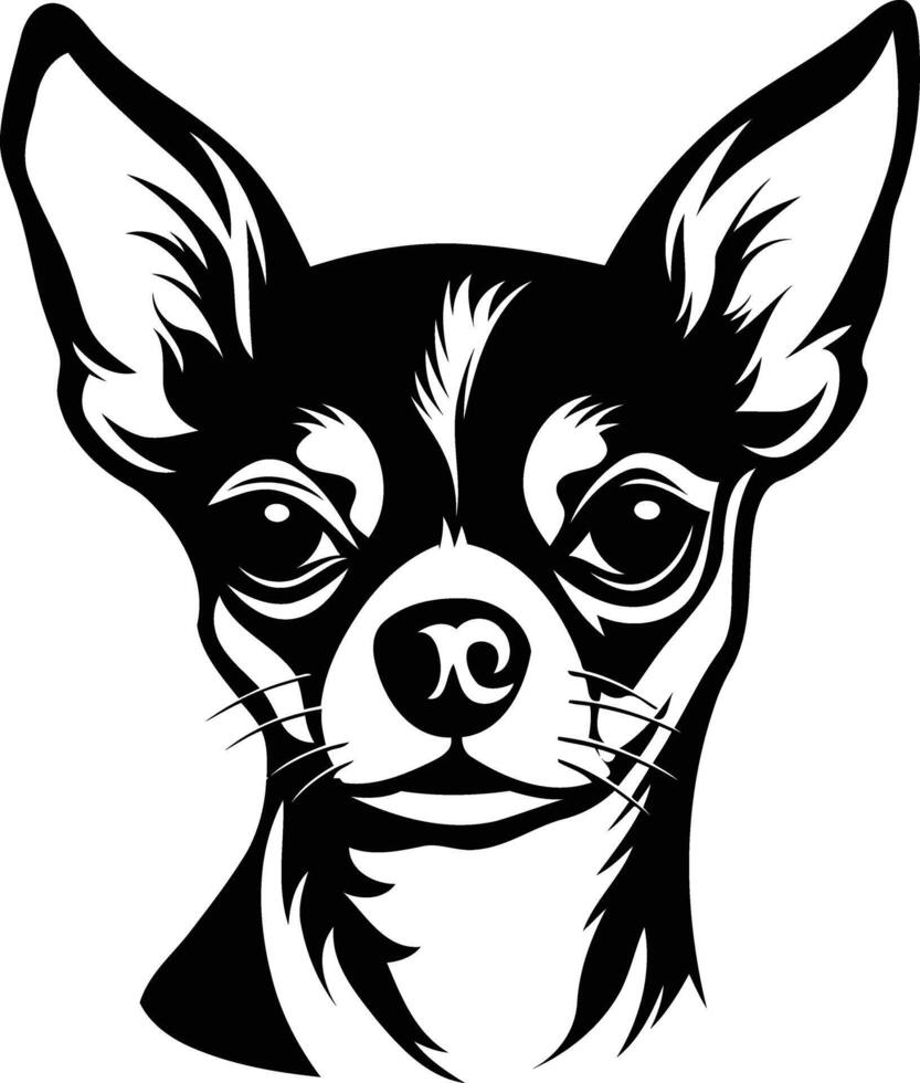 Black and white element illustration of a chihuahua dog's head vector