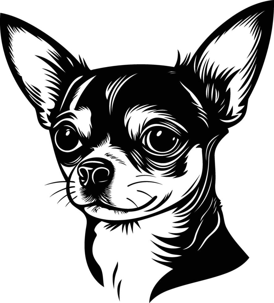 A striking black and white illustration of a chihuahua, perfect for pet lovers, tattoo designs, and branding vector