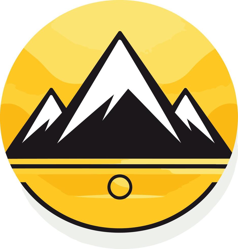 Mountain Landscape Illustration with Yellow Background vector