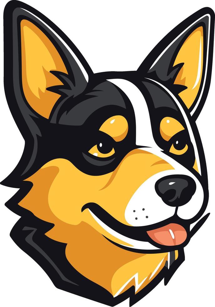Cartoon Dog Mascot with Black, White, and Yellow Fur vector