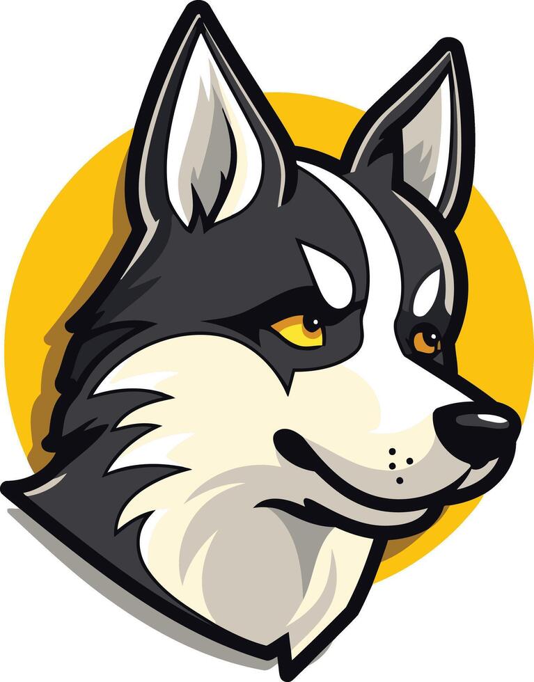 Cartoon Husky Dog with Yellow Eyes vector