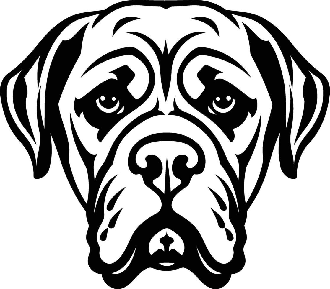 A bold, black and white illustration of a bulldog's head, perfect for use in tattoo designs, t shirt graphics, or branding projects vector