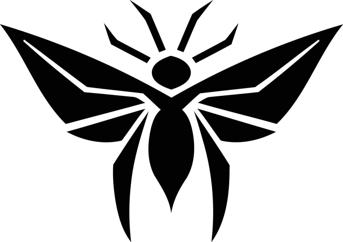 A bold and stylized black butterfly logo vector