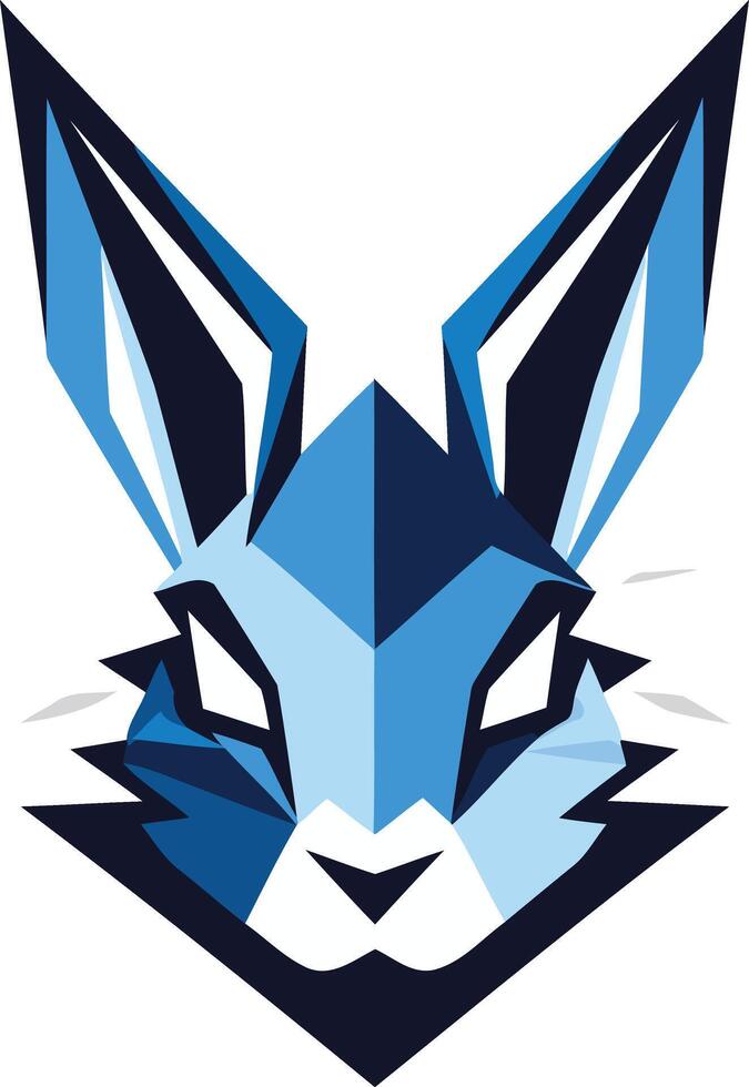Geometric Blue Rabbit Mascot Design vector