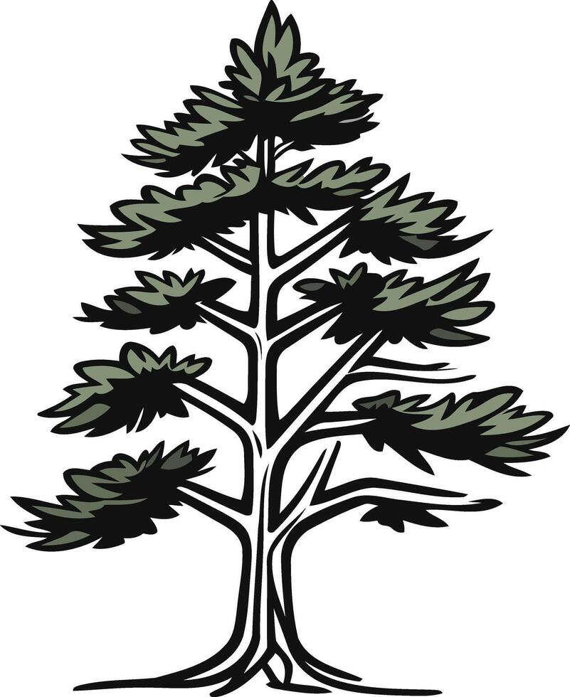 Stylized Evergreen Tree Illustration vector