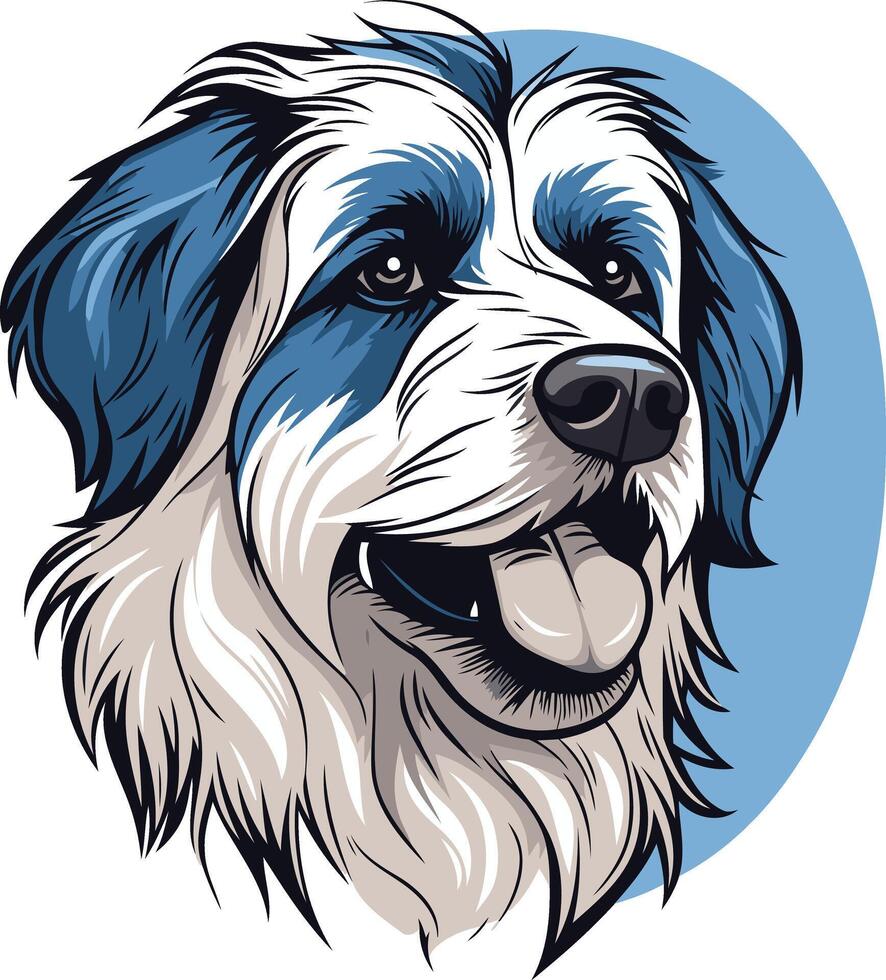 Portrait of a Happy Dog with Blue Patches vector