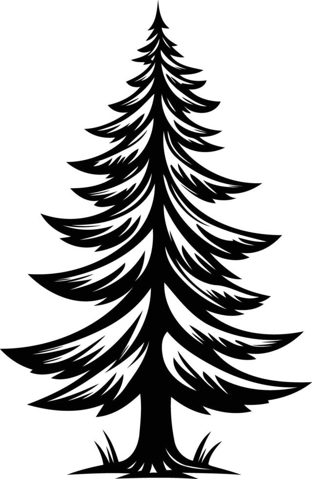 A simple yet striking illustration of a pine tree, perfect for logos, designs, or branding vector