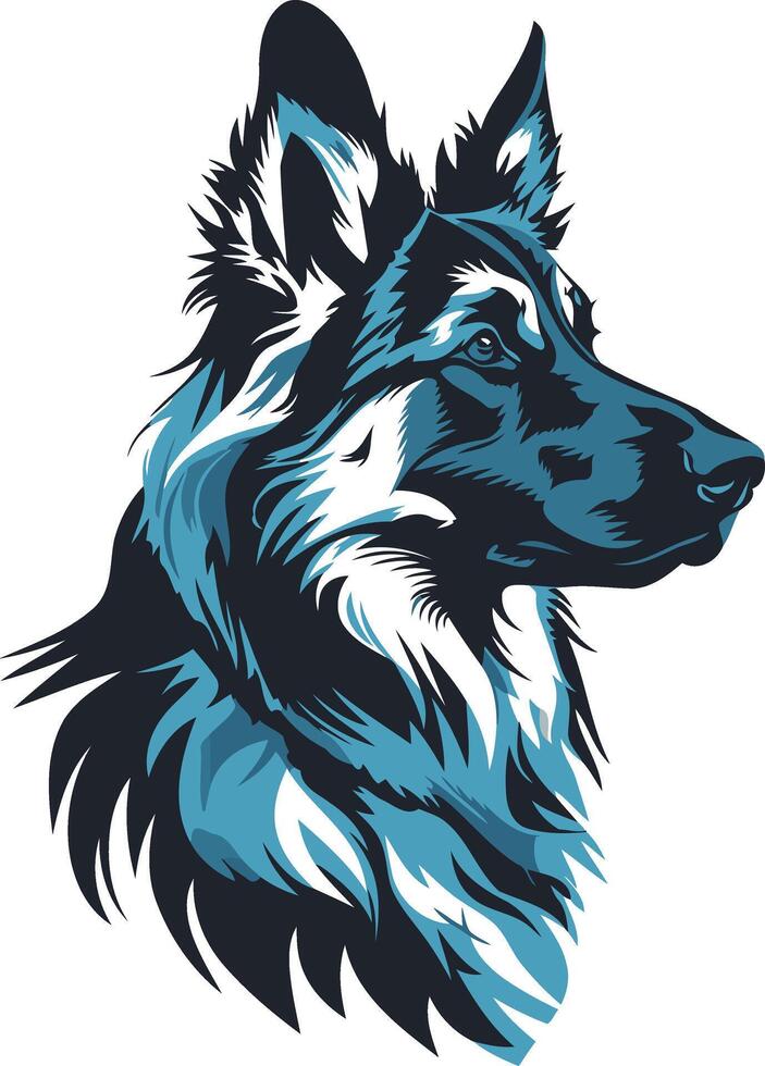 Blue German Shepherd Portrait vector
