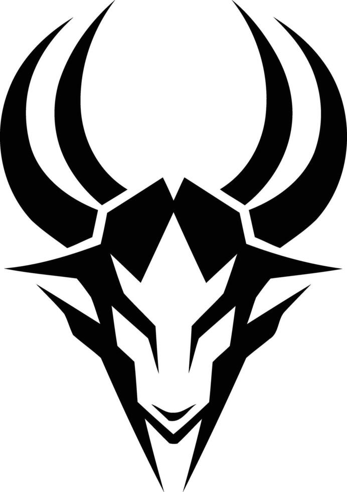 Stylized tribal bull head tattoo design in black and white vector
