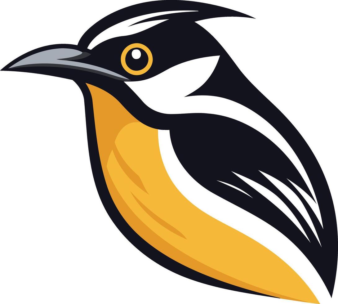 Cartoon Bird with Yellow and Black Feathers vector