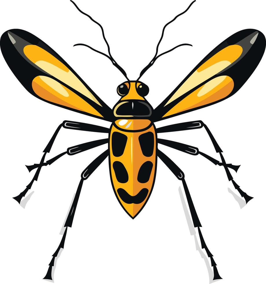 Cartoon Illustration of a Yellow and Black Bug vector