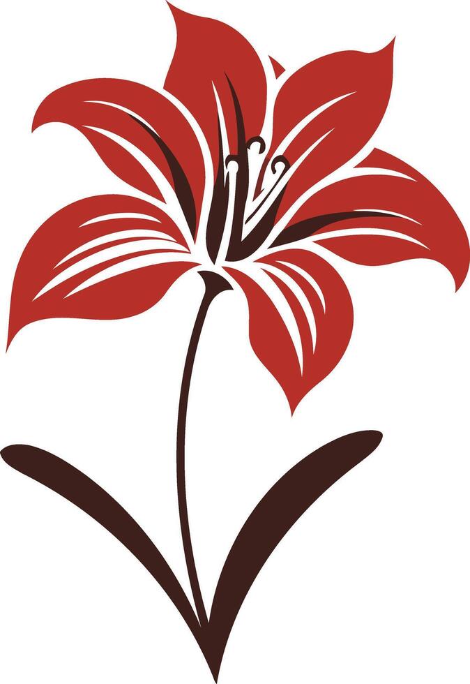 Red Lily with Brown Stem vector