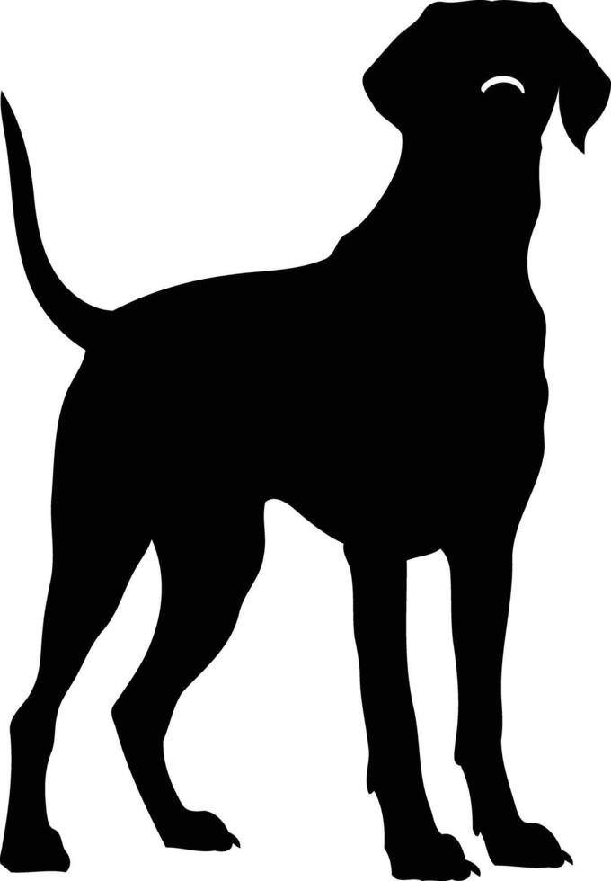 Black silhouette of a dog standing on a white background vector