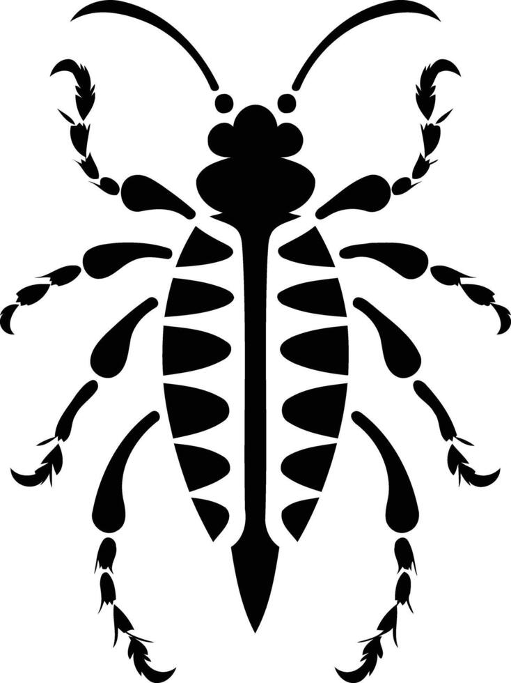 A simple, elegant silhouette of a beetle in black and white vector