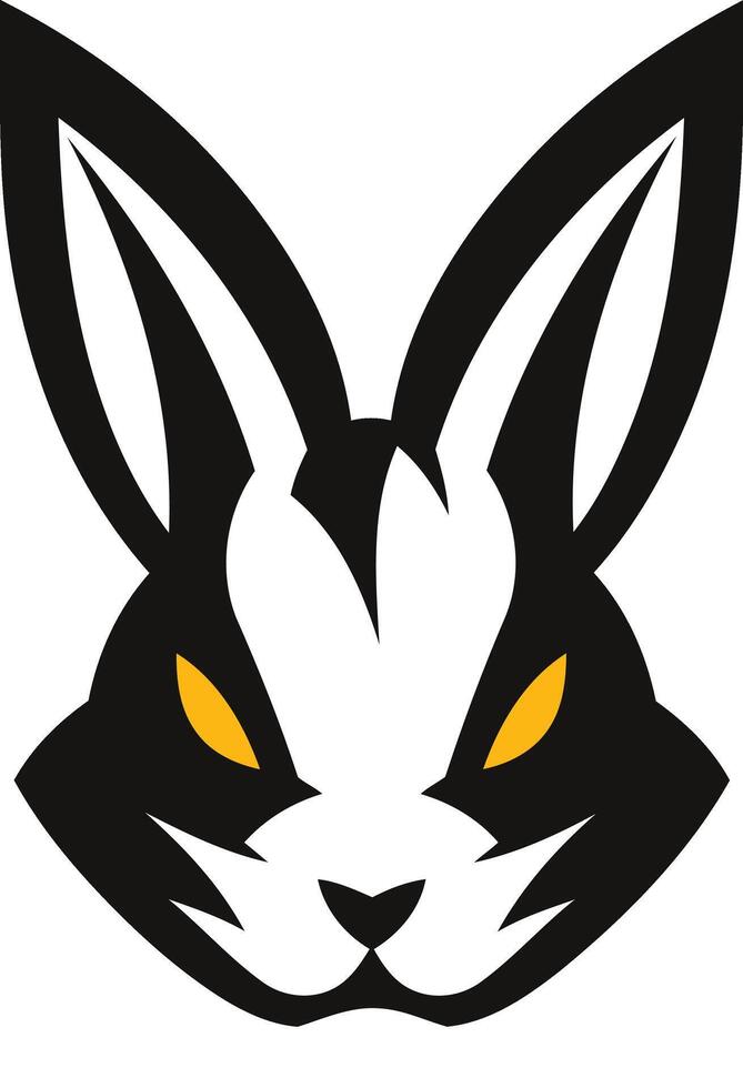 Black and White Bunny Mascot with Yellow Eyes vector