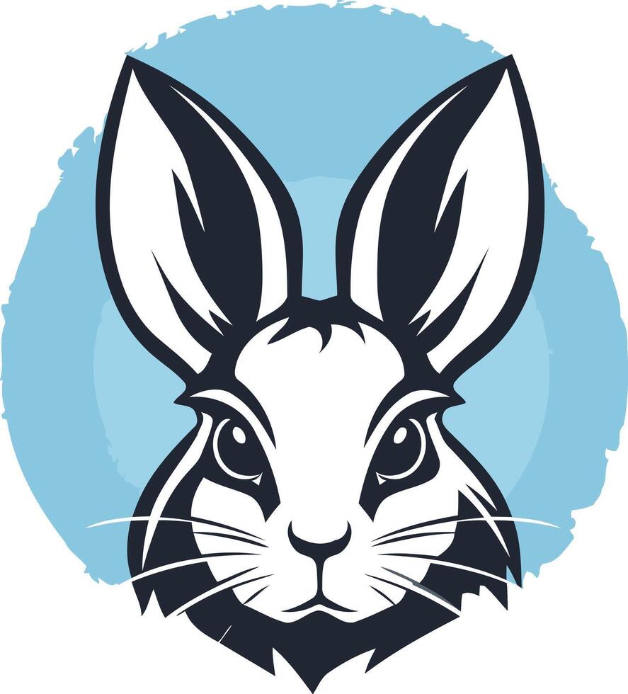 Rabbit Portrait Against a Blue Background vector