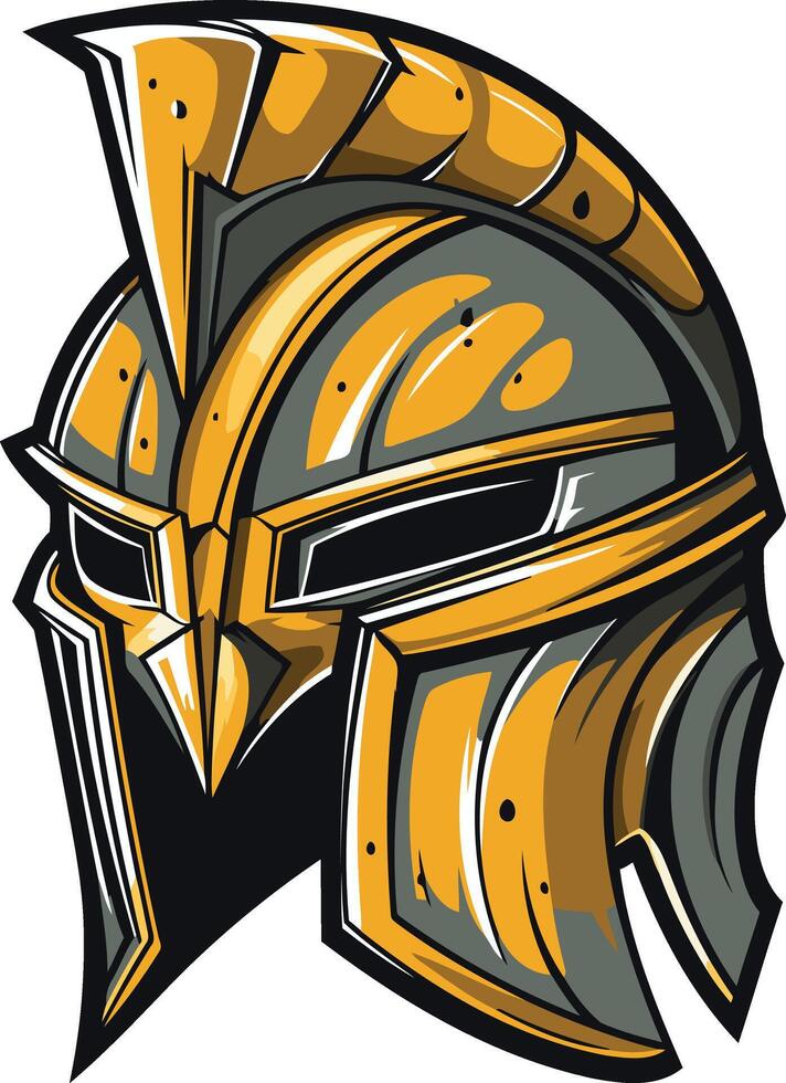 Golden Spartan Helmet Illustration vector