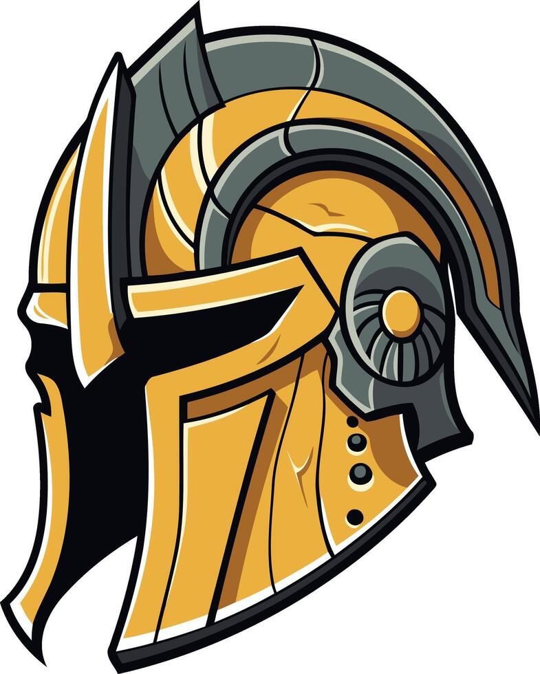 Golden Spartan Helmet Illustration vector