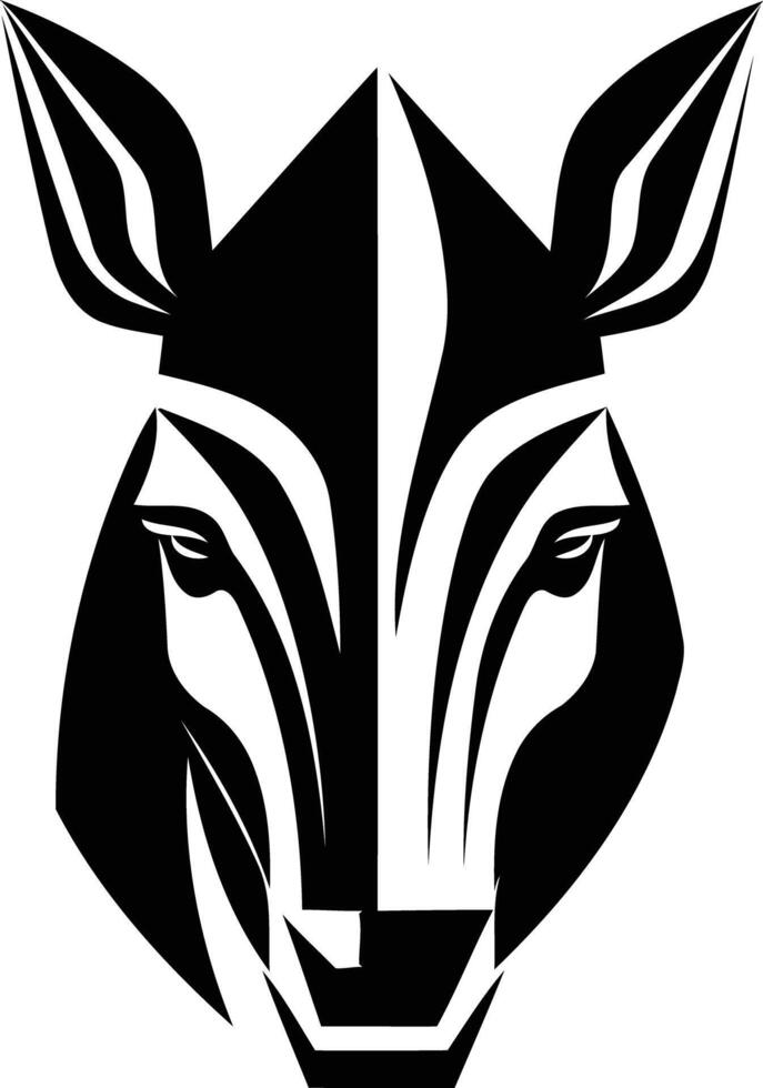 A bold and striking black and white illustration of a stylized animal head vector