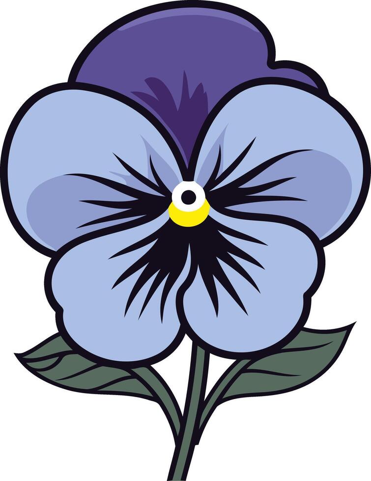 Cartoon Purple and Blue Pansy Flower vector