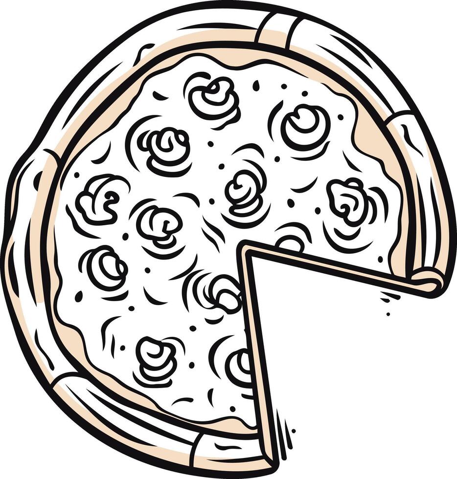 Pizza with Missing Slice, Cartoon Style vector