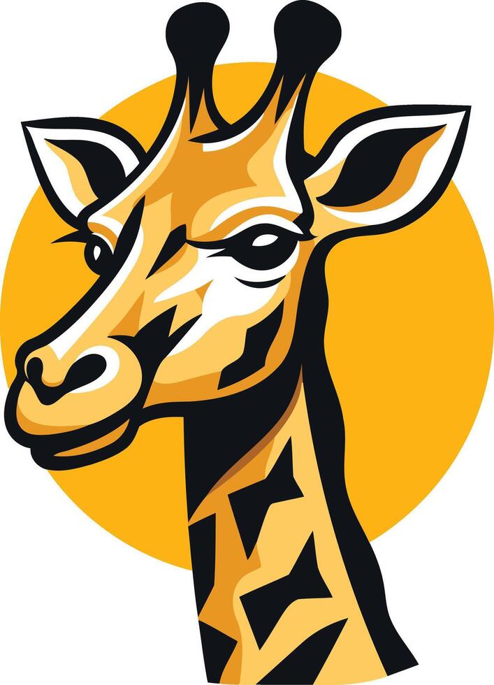 Giraffe Portrait with a Yellow Background vector
