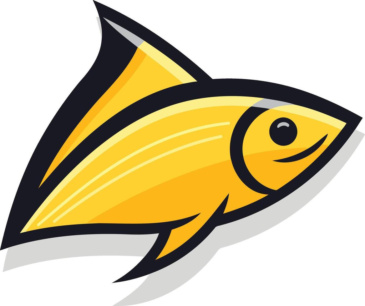 Yellow Fish Illustration with a Black Outline vector