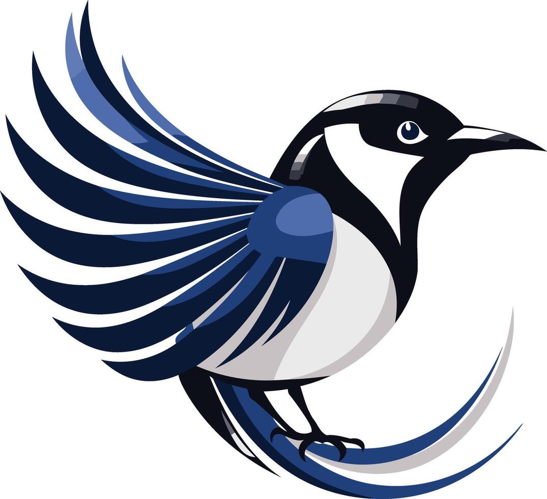 Stylized Illustration of a Blue and White Bird vector