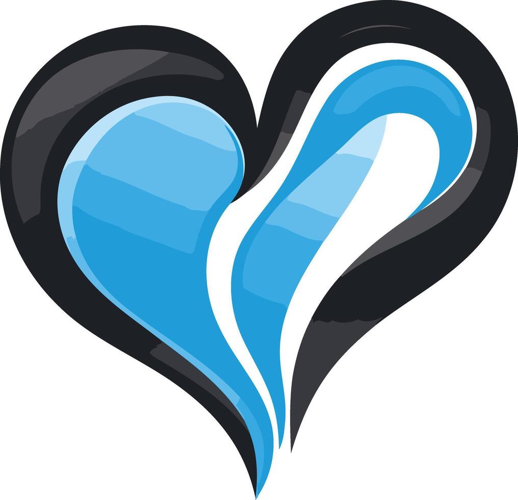 Abstract Heart Design with Blue and Black vector
