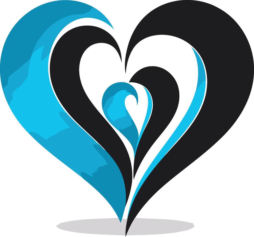 Abstract Heart Design with Blue and Black vector
