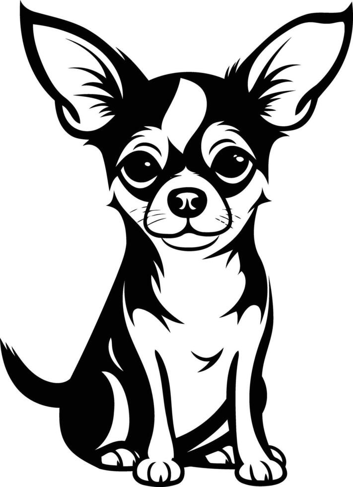 Adorable black and white chihuahua dog illustration, perfect for pet themed designs, t shirts, and more vector