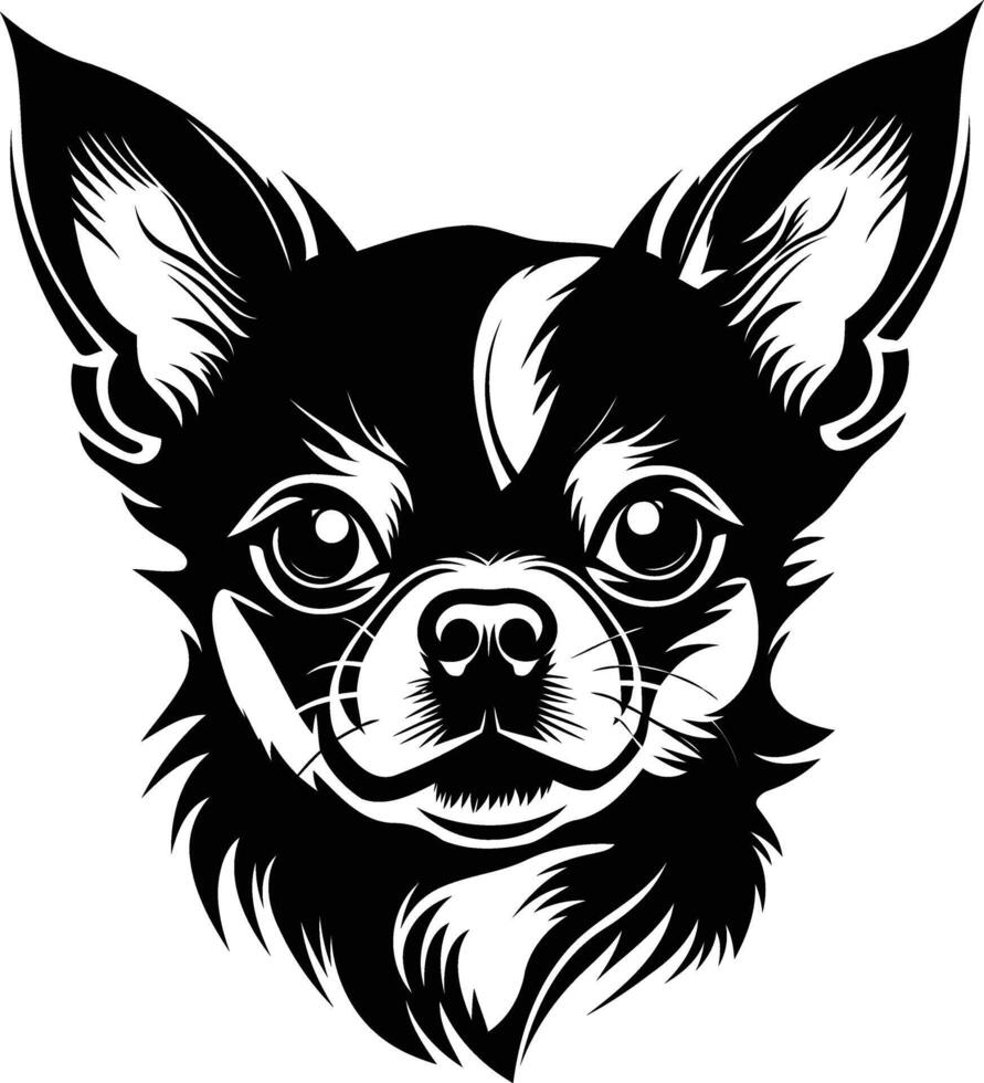 A striking silhouette of a chihuahua's head, perfect for pet related projects, branding, or design elements vector