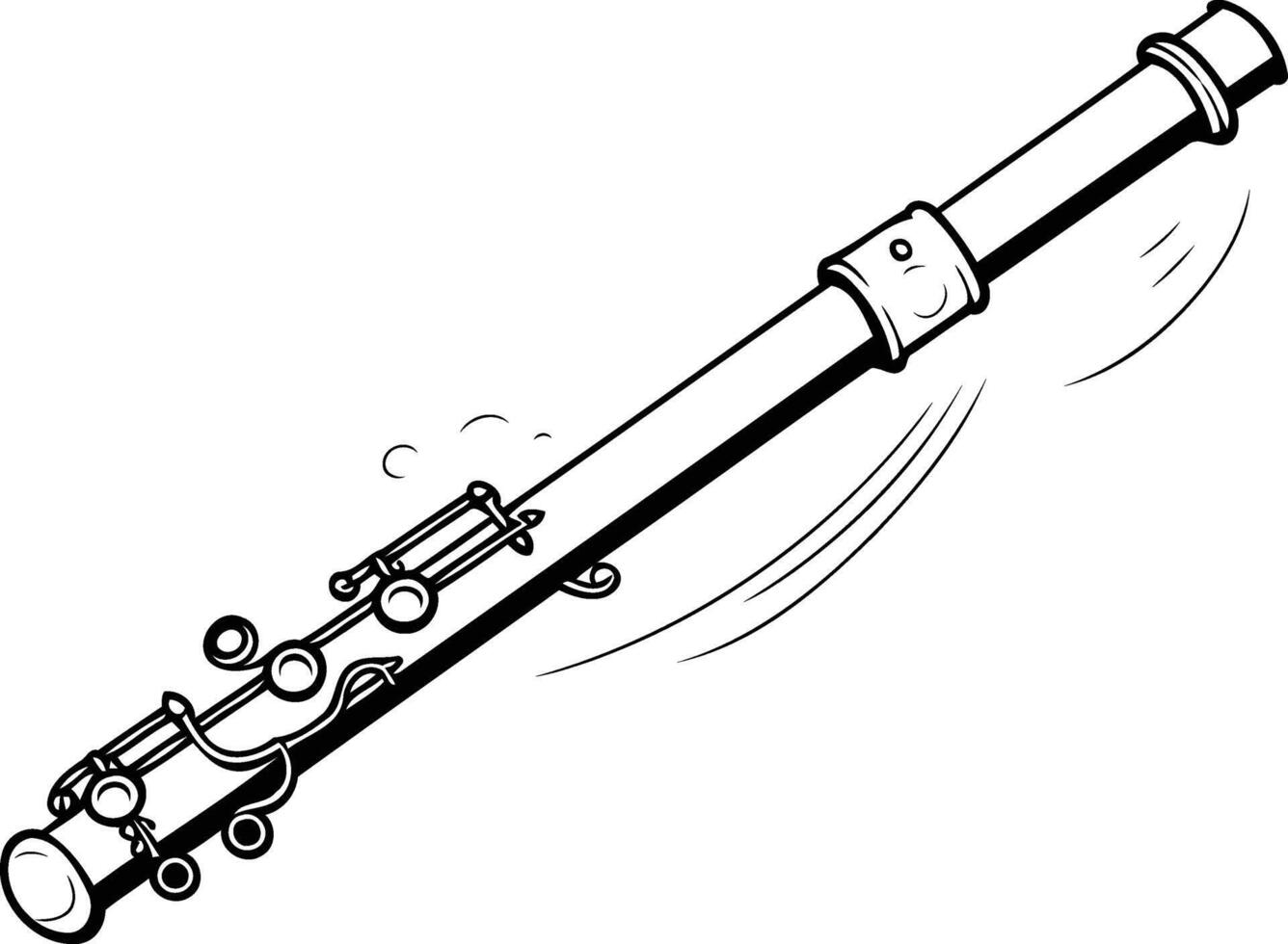 A simple, black and white line drawing illustration of a flute vector