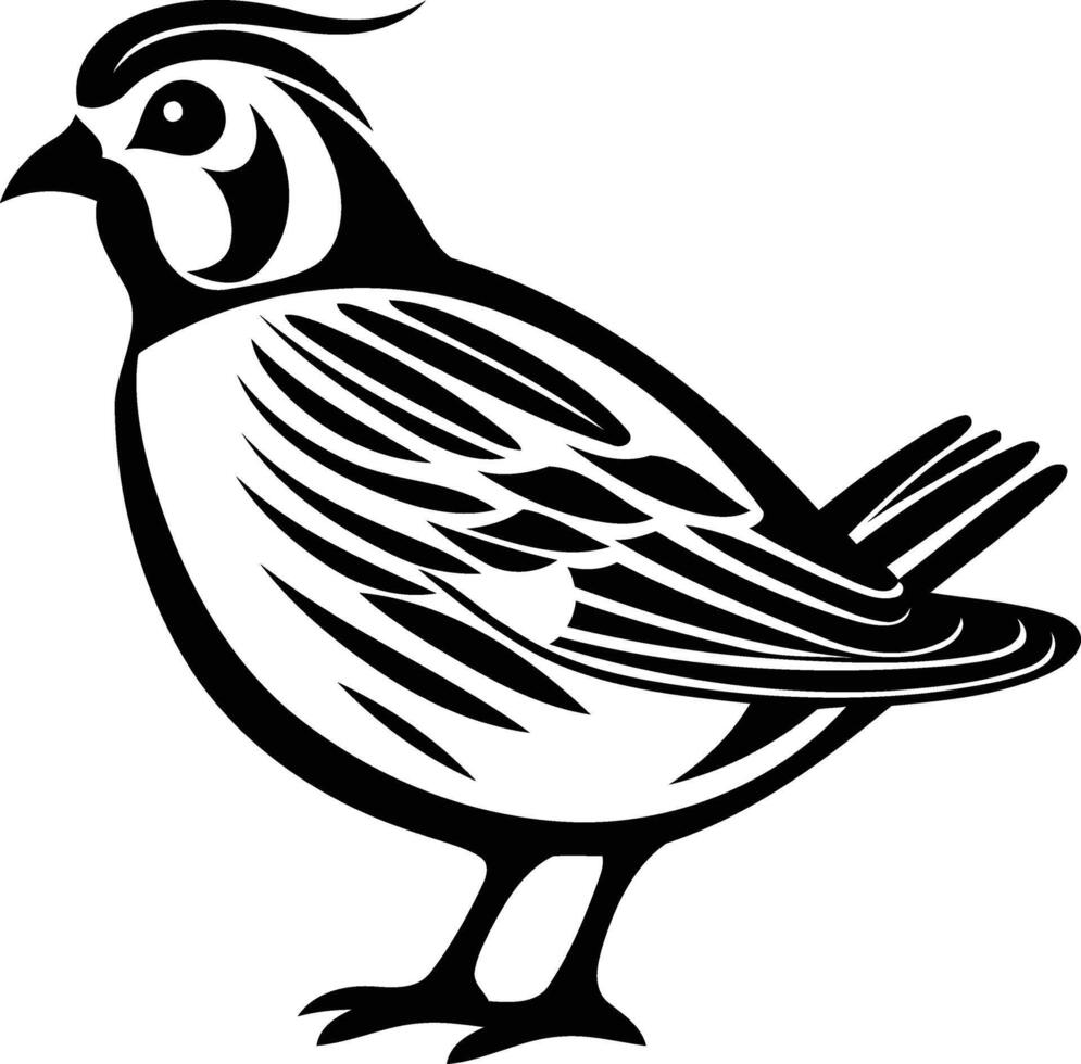 A stylized black and white illustration of a bird, perfect for tattoos, logos, or branding vector