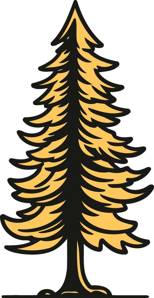 Golden Pine Tree Illustration vector