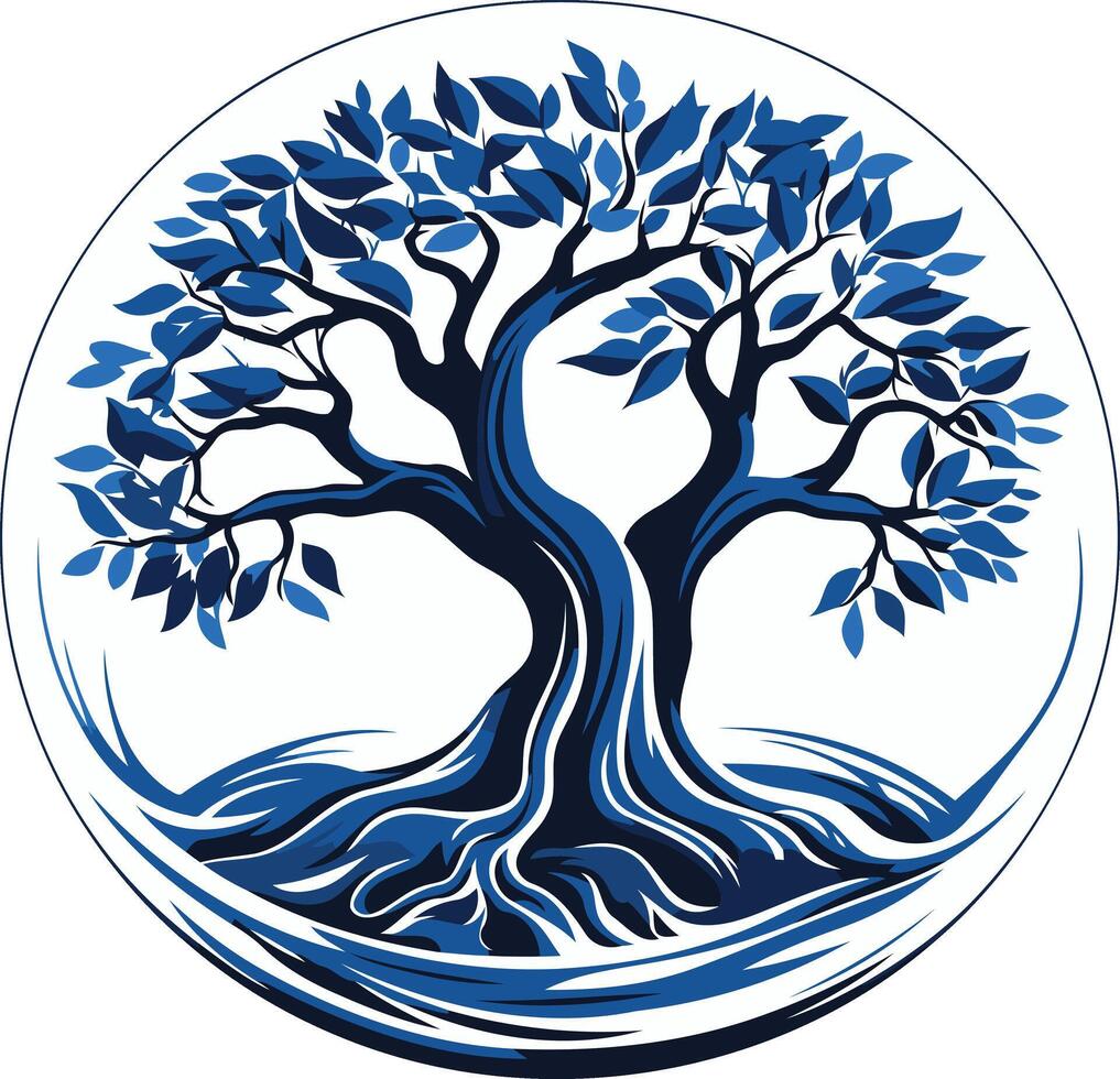 Stylized Tree of Life in Blue Tones vector