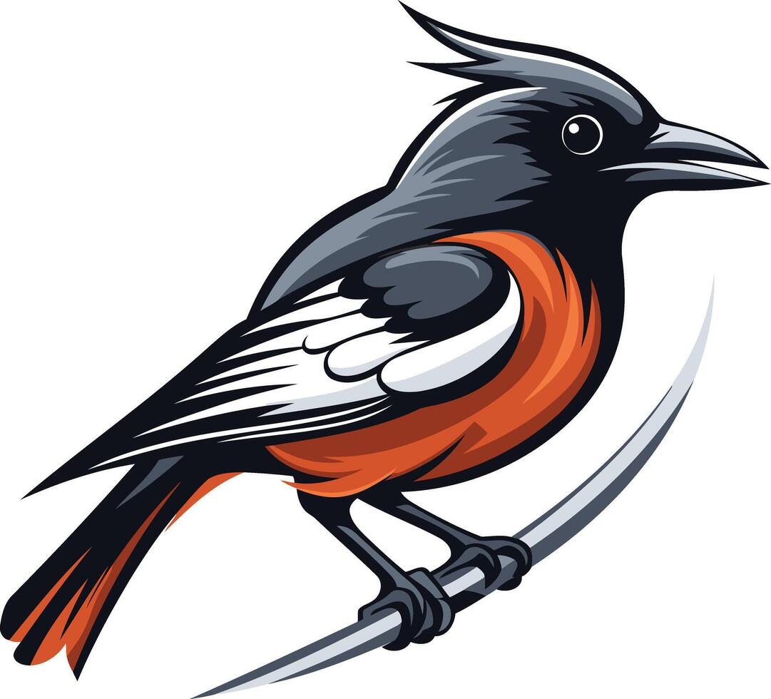Colorful Bird Perched on a Branch vector