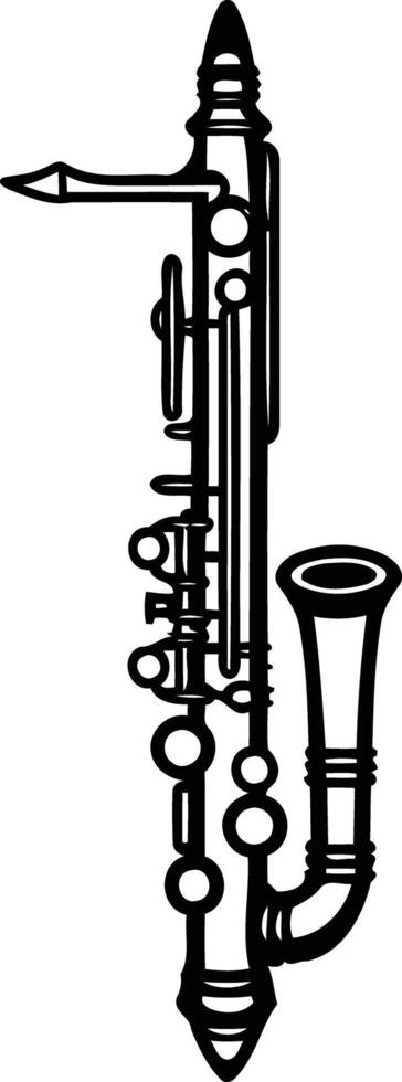 Black and white illustration of a clarinet vector