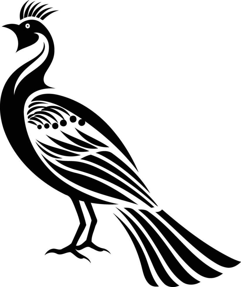 Stylized black and white silhouette of a bird, perfect for tattoo design, branding, and nature inspired art projects vector