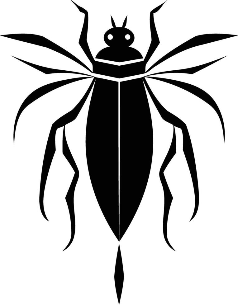 Stylized black and white insect tattoo design with intricate details and sharp angles vector