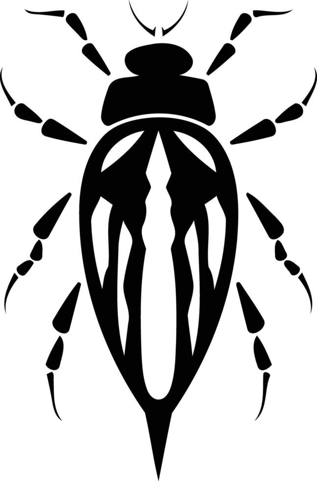 Stylized black and white illustration of a beetle vector