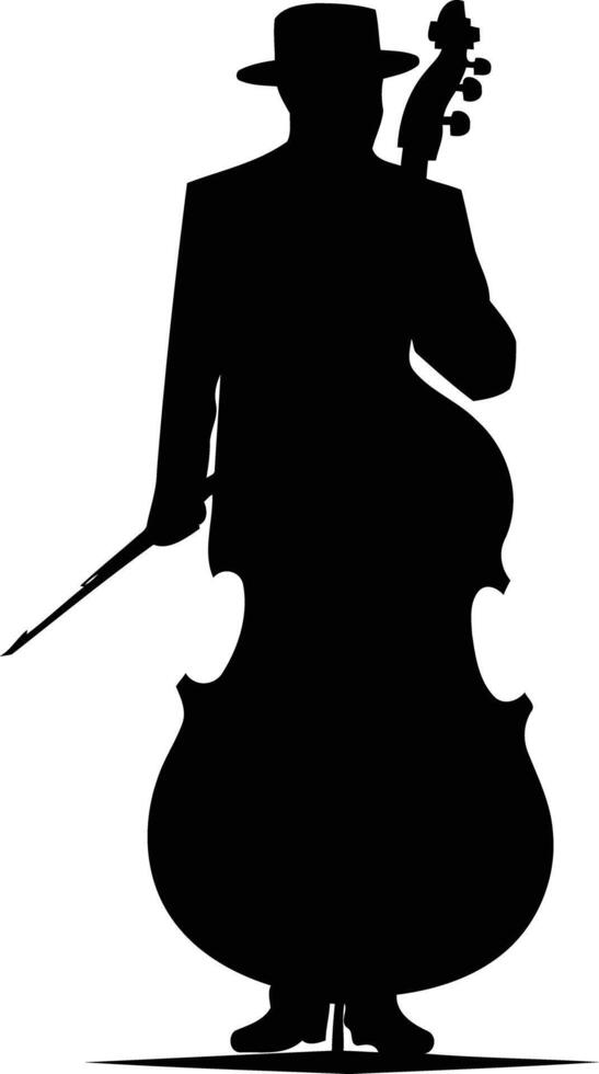 A dramatic silhouette of a musician playing the cello, perfect for posters, album covers, or music themed designs vector