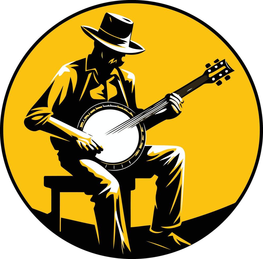 Banjo Player in the Spotlight vector