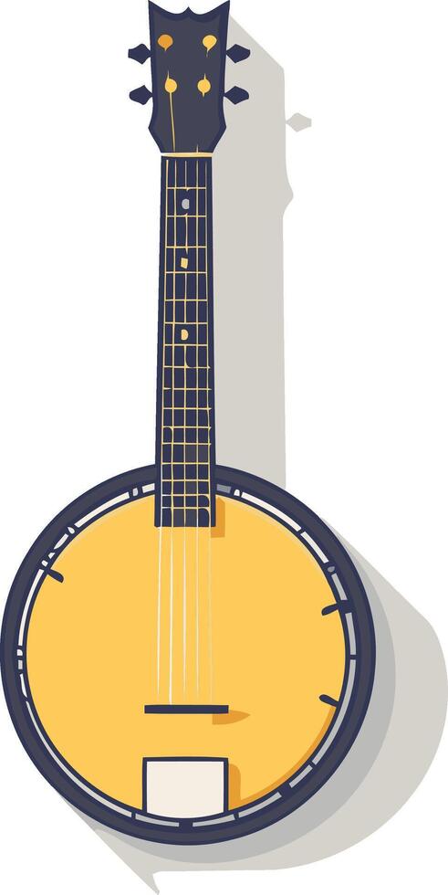Illustrated Banjo with a Long Shadow vector